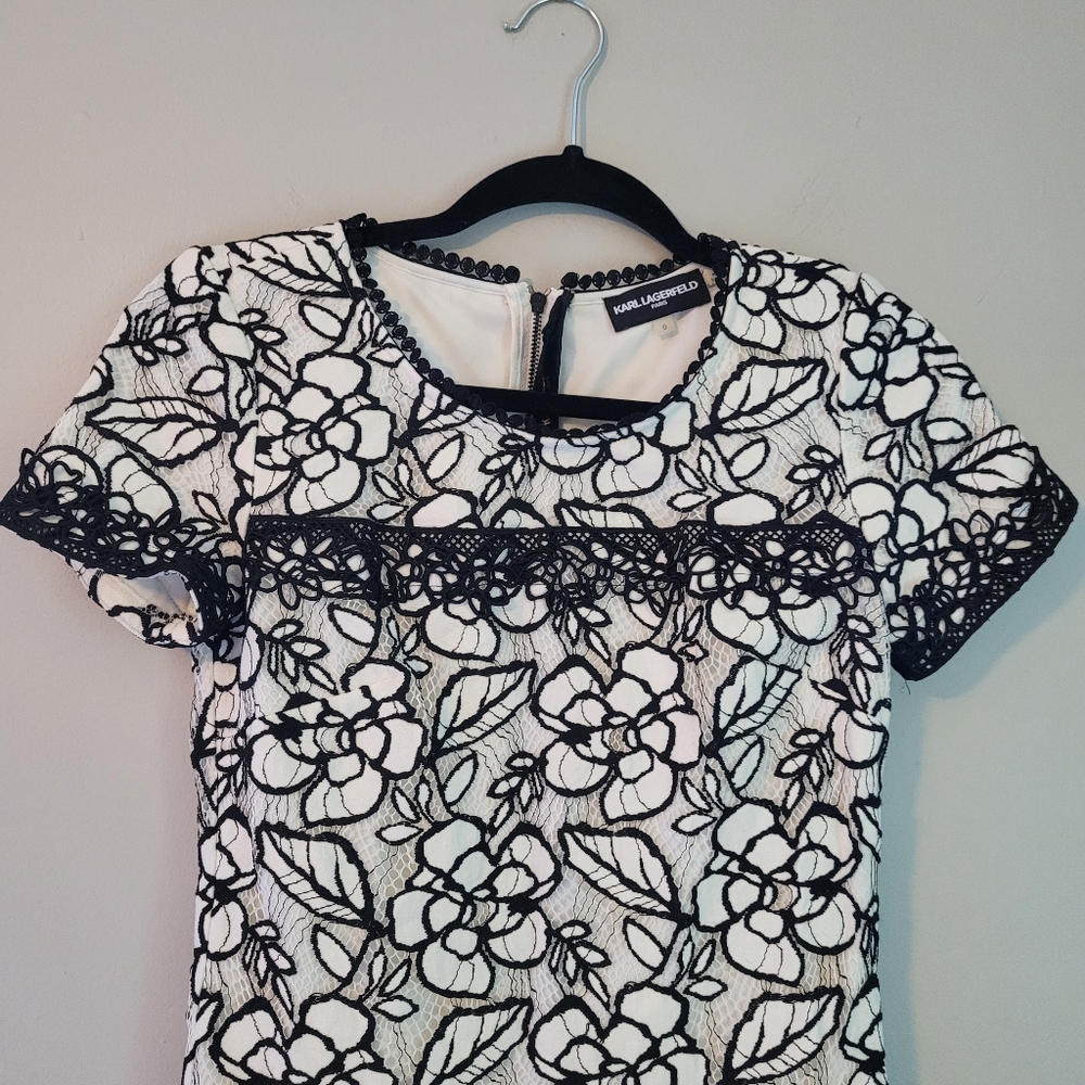 Karl Lagerfeld Black and White Lace Dress - Picture 2 of 13